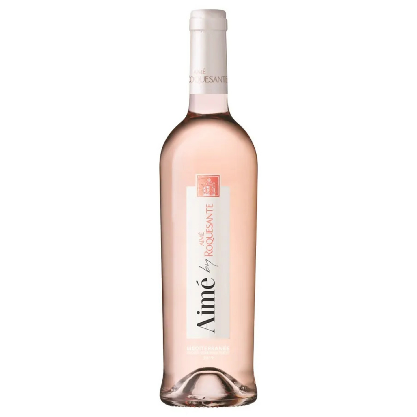 Rose wine bottle labeled 'Aime' on a white background