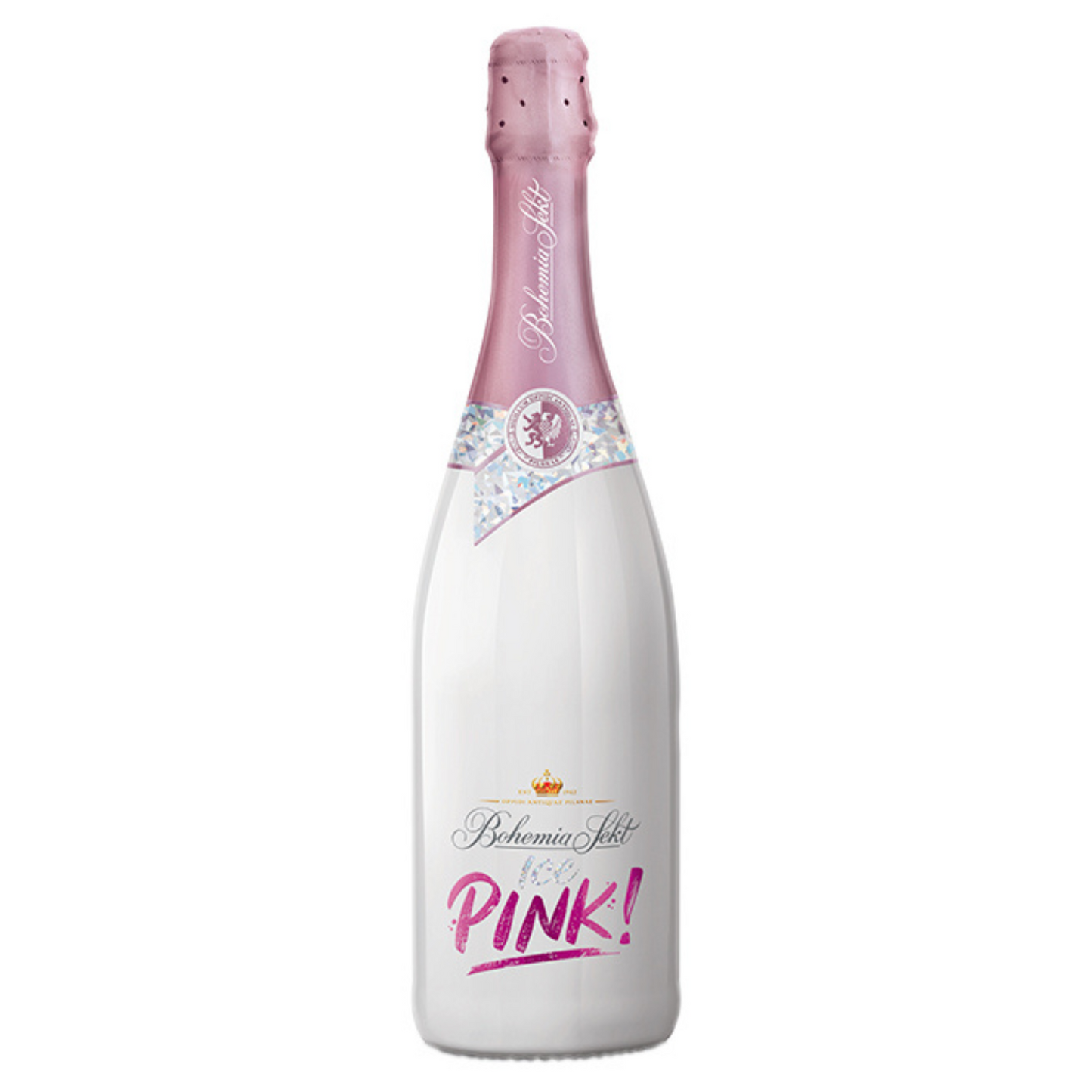 Bottle of Pilsner Urquell Pink on a white background