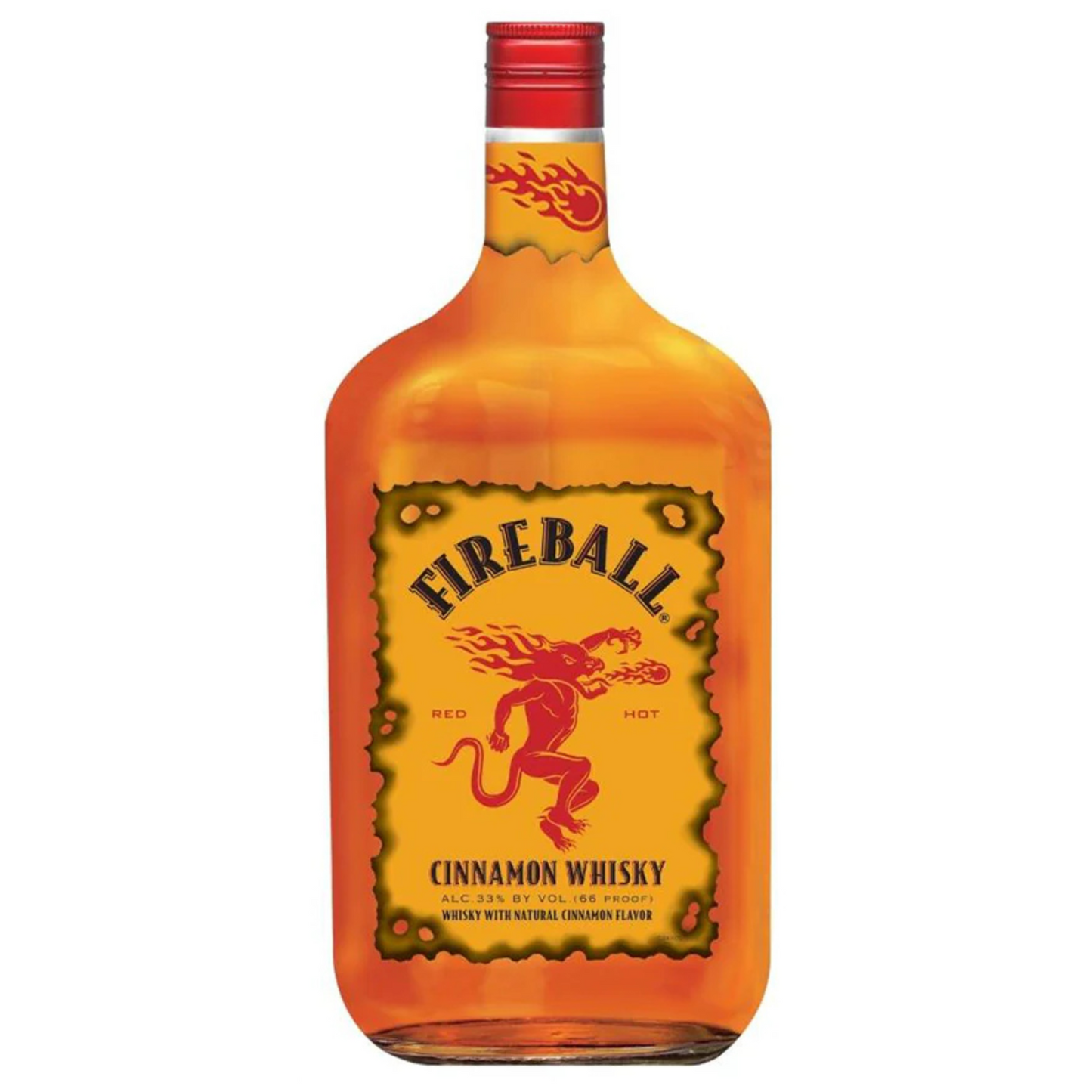 Fireball Cinnamon Whisky bottle on a white background