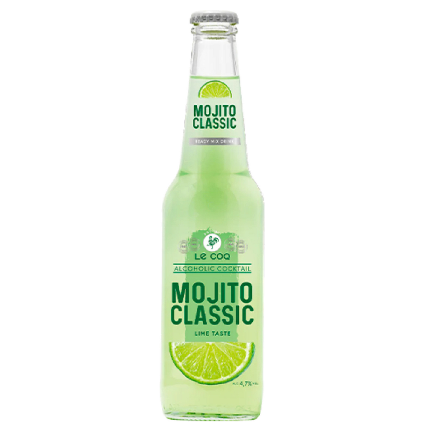 Mojito Classic lime-flavored drink bottle on a white background