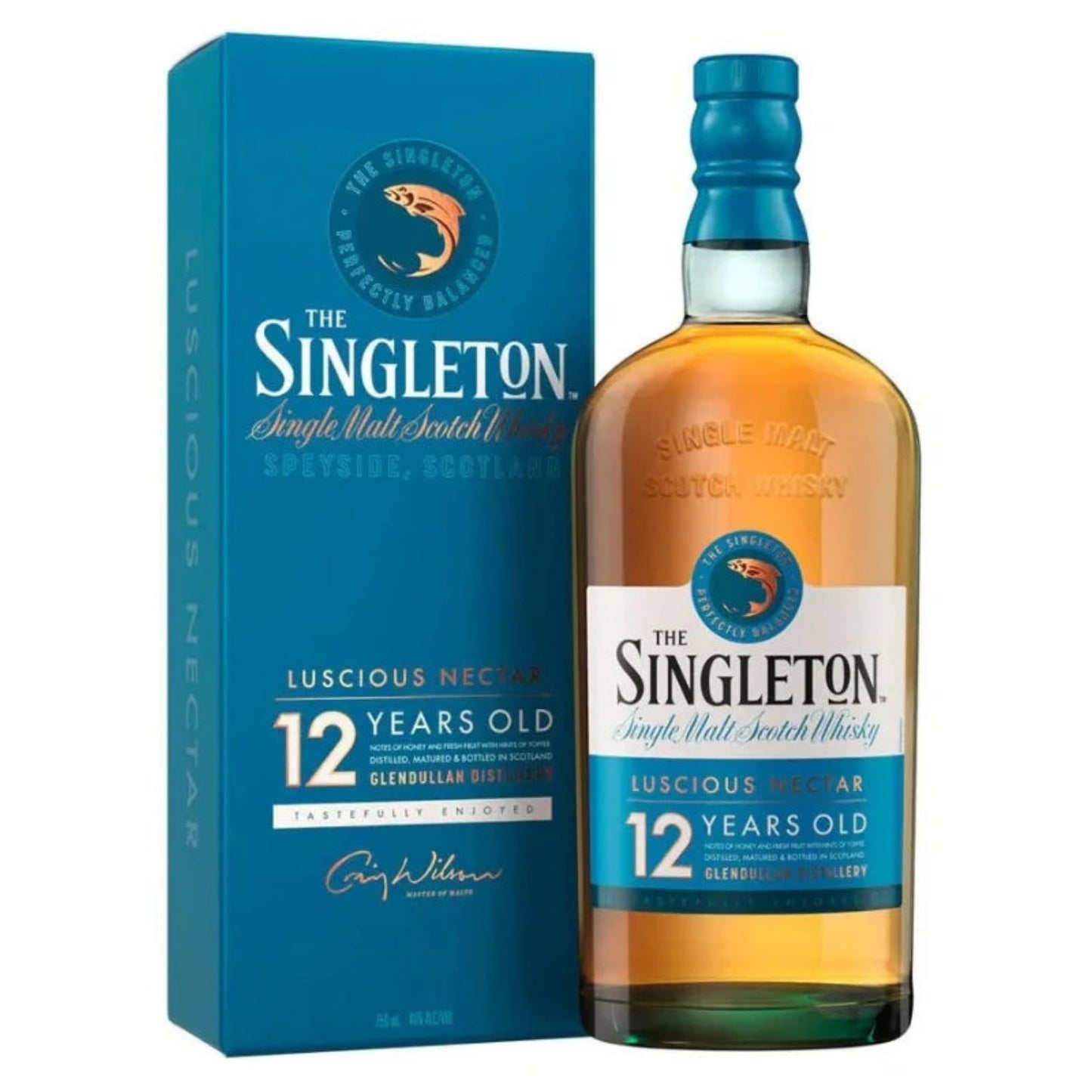 Singleton whisky bottle and box on a white background