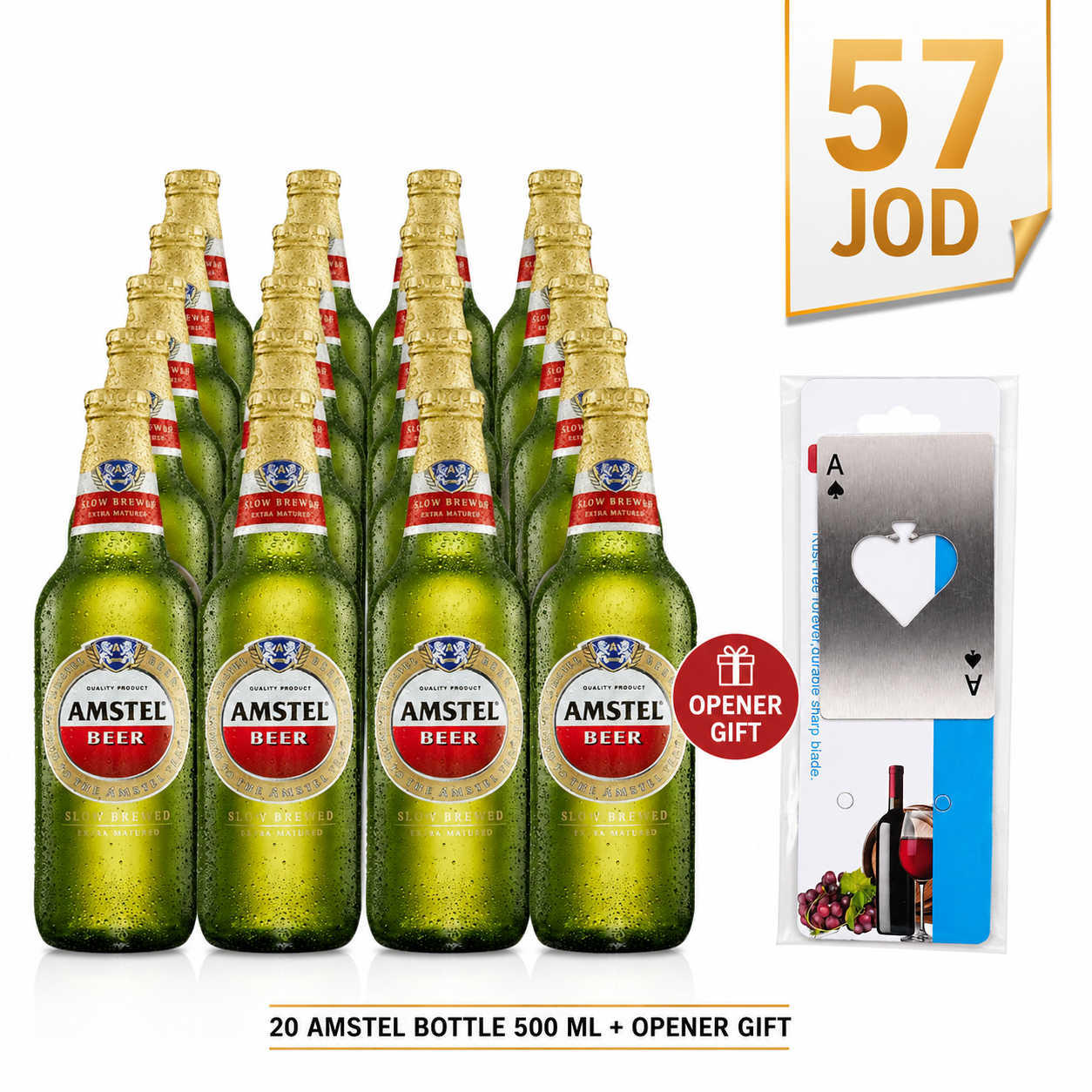 20 Amstel Bottle 500 ml + Opener Gift